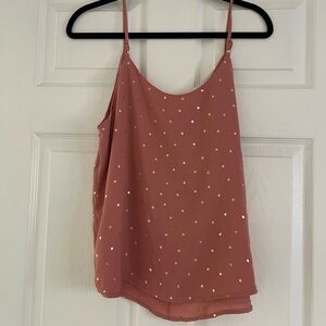 Pink & gold polkadot blouse